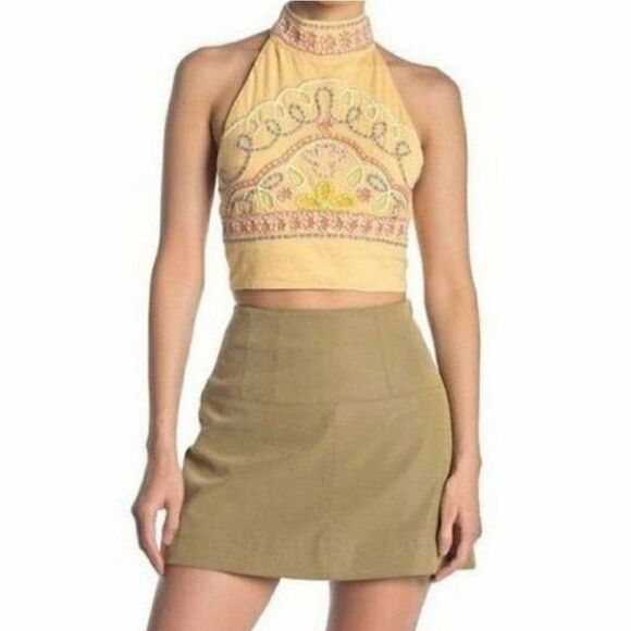 NEW FREE PEOPLE Yellow Beaded GOA Crop Top Tank - Picture 3 of 11